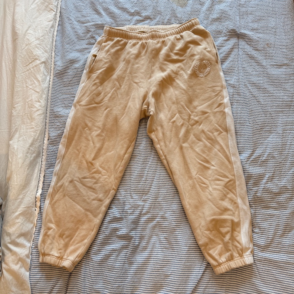 VS PINK Beige Sweatpants with Side Stripe